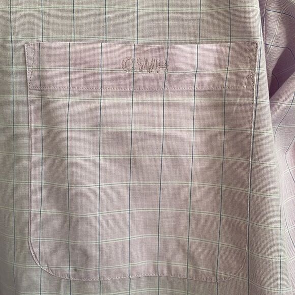 Vintage 80s Harold Powell lavender & white check cotton long sleeve shirt - Picture 3 of 10